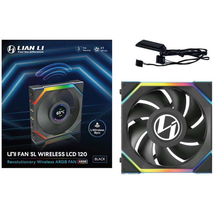 Кулер до корпусу Lian Li UNI Fan SL WIRELESS LCD 120-1, Black (G99.12SLLCD1W1B.00)