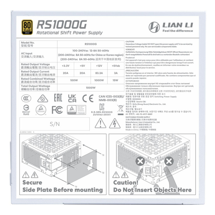 Блок живлення Lian Li 1000W (G9P.RS1000G.W000.EU)