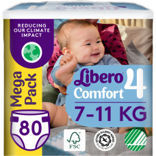 Підгузок Libero Comfort Розмір 4 (7-11 кг) 80 шт (7322541756820)