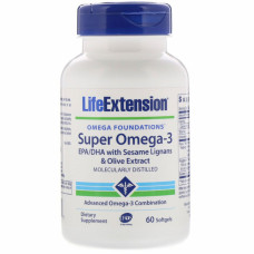 Жирні кислоти Life Extension Супер Омега-3, Omega Foundations, Super Omega-3, 60 желатино (LEX-19836)