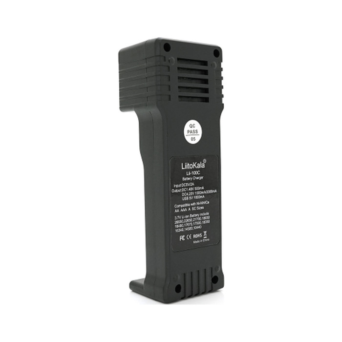 Зарядний пристрій для акумуляторів Liitokala 1 Slot, LED disp, USB, Li-ion/3.7V/3.8V, Li-Fe/3.2V, Ni-MH/1.2V (Lii-100C)