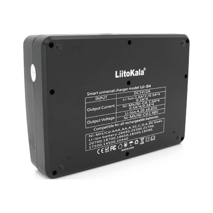 Зарядний пристрій для акумуляторів Liitokala 4 Slots, Ni-MH/Ni-CdAA,AAA,C, Li-ion/IMR32650,21700,18650 (Lii-D4)