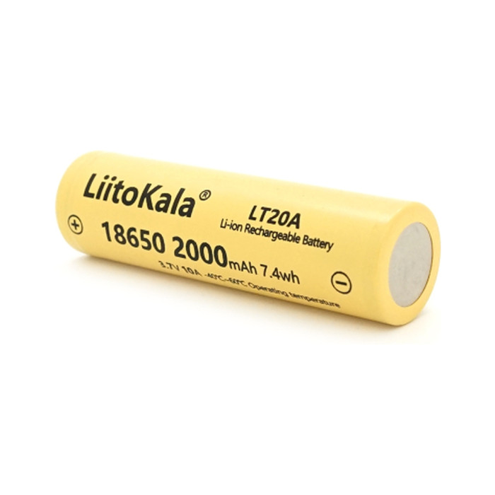 Акумулятор 18650 2000mah (1900-2000mah), 3.7V(2.75-4.2V), Yellow Liitokala (Lii-LT20A)