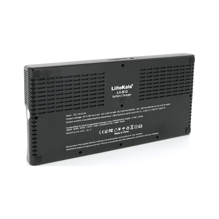 Зарядний пристрій для акумуляторів Liitokala 12 Slots+2, Ni-Mh/Li-ion/LiFePo4/Крона, LED+LCD (Lii-S12)