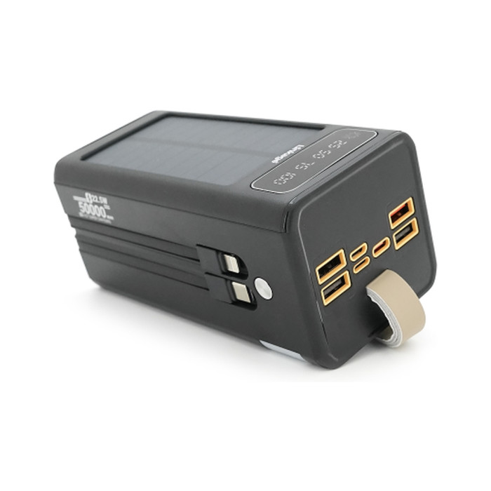 Батарея універсальна Linkage 50000mAh, Solar, 22.5W, cables Туре-С+Lighting, Black (LKP-47)