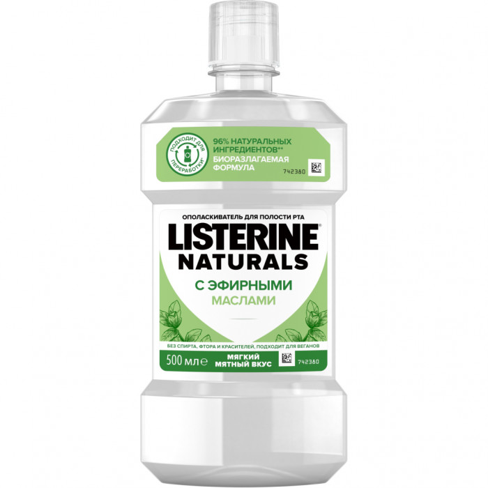 Ополіскувач для порожнини рота Listerine Naturals з ефірними оліями 500 мл (3574661643335)
