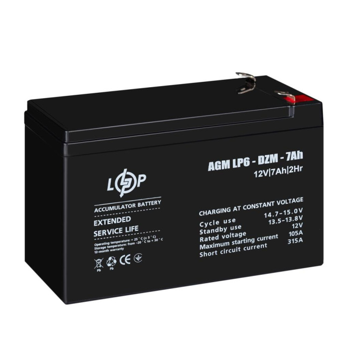 Батарея до ДБЖ LogicPower 12В 12 Ач (6-DZM-12) (16152)