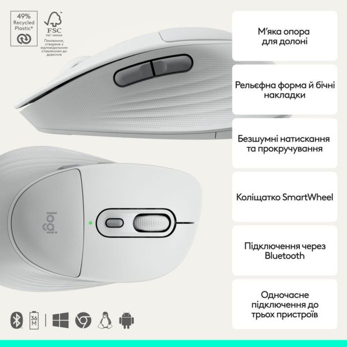 Комплект Logitech Signature Comfort Plus MK880 Wireless/USB-C UA Off-White (920-014033)