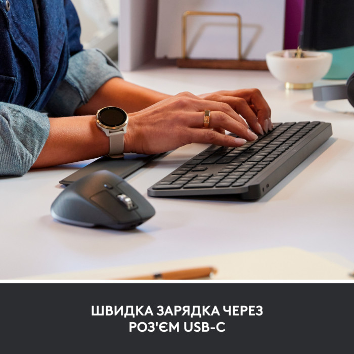 Комплект Logitech MX Keys for Business UA Graphite + Desk Mat Studio Series Mid Grey (MX920-010933)