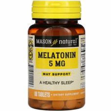 Амінокислота Mason Natural Мелатонін 5 мг, Melatonin, 60 таблеток (MAV-11145)