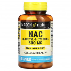 Амінокислота Mason Natural NAC N-ацетил L-цистеїн, 500 мг, N-Acetyl L-Cysteine, 60 капсул (MAV-17105)