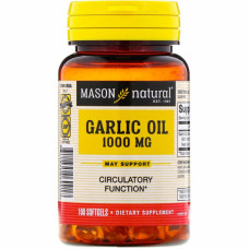 Трави Mason Natural Часникова олія 1000 мг, Garlic Oil, 100 гелевих капсул (MAV06991)