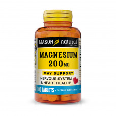 Мінерали Mason Natural Магній, 200 мг, Magnesium, 100 таблеток (MAV09611)