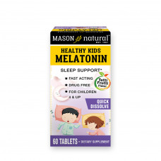 Амінокислота Mason Natural Дитячий Мелатонін, смак фруктів, Healthy Kids Melatonin, 60 таблеток (MAV18545)