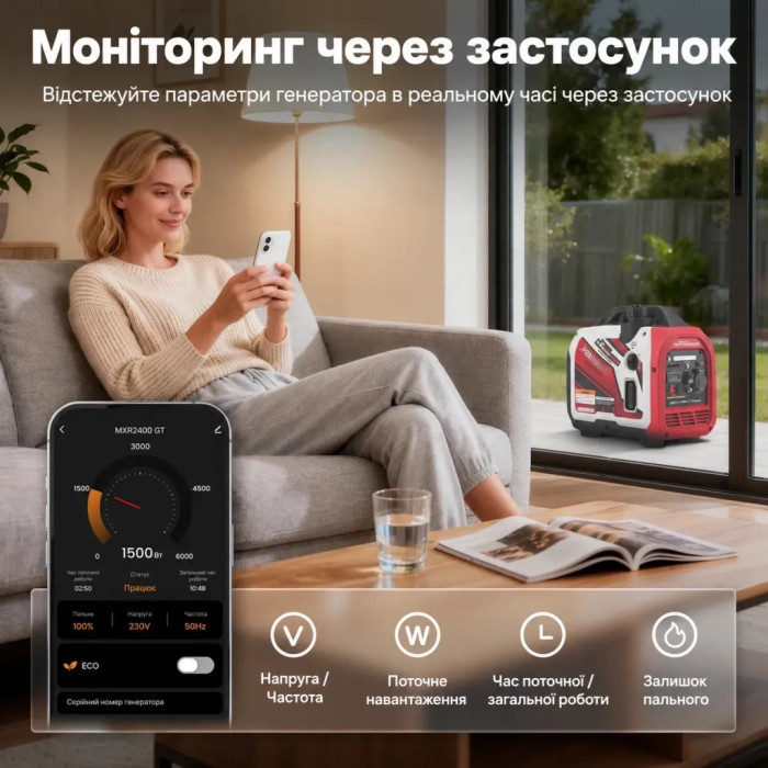 Генератор maXpeedingRODS інверторний, 2400GT, 2.0kW, ручний старт (MXR2400GT)