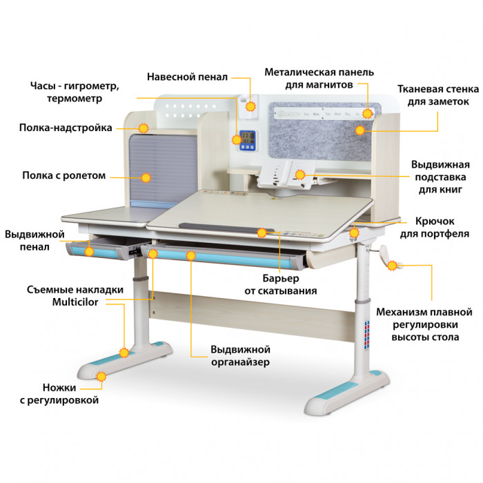 Парта Mealux Winnipeg Multicolor Gray (BD-630 MG + G Multicolor)