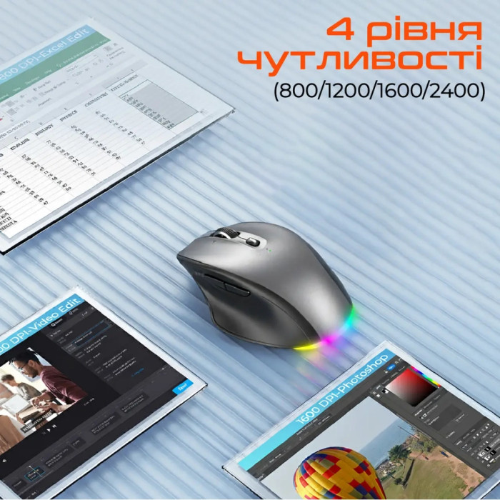Мишка Meetion BTM007 Wireless/Bluetooth Gray (MT-BTM007-W)