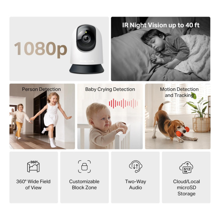 Камера відеоспостереження Mercusys IP-Камера MERCUSYS MC200 FHD N300 microSD motion detection (MC200)