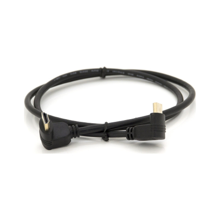 Кабель мультимедійний HDMI M to HDMI M 1.0m V1.4 90° corner black Merlion (YT-HDMI-1.0m/90°-90°)