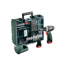 Шуруповерт Metabo PowerMaxx BS Basic, 10.8V 2x2Aг, кофр, набір приладдя 63 шт (600080880)