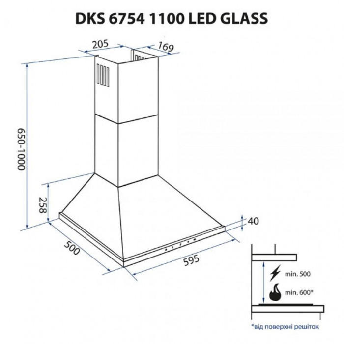Витяжка кухонна Minola DKS 6754 WH 1100 LED GLASS