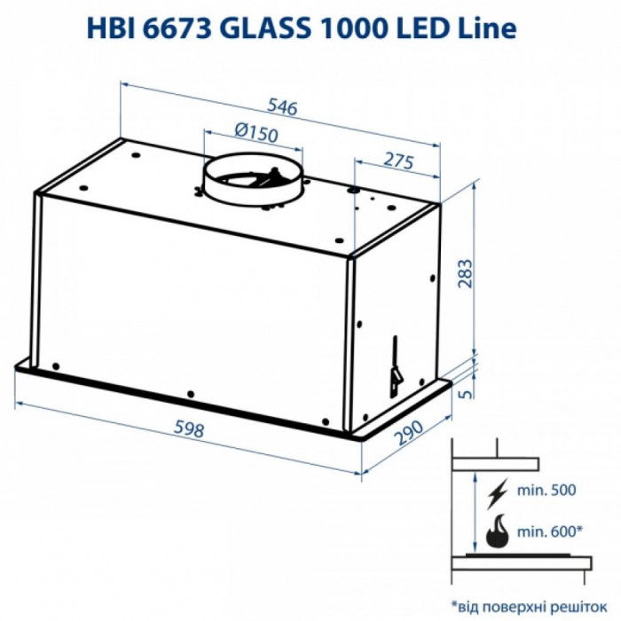 Витяжка кухонна Minola HBI 6673 WH GLASS 1000 LED Line