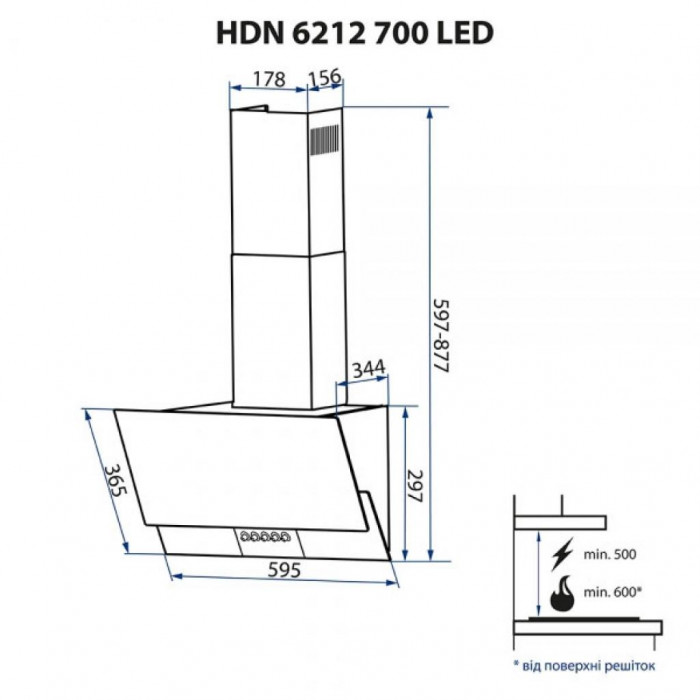 Витяжка кухонна Minola HDN 6212 WH/I 700 LED