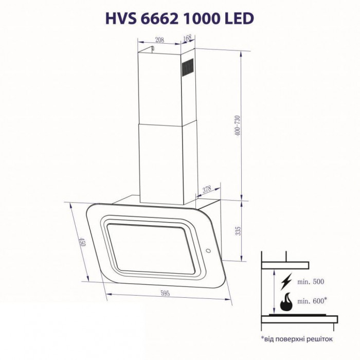 Витяжка кухонна Minola HVS 6662 BL/I 1000 LED