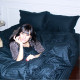 Постільна білизна MirSon SatinStripe 30-0021DarkBlue 220х240 King Size (2200005255780)
