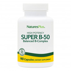 Вітамін Natures Plus Супер В-Комплекс, В-50, Super B-50, 90 Вегетаріанських Капсул (NAP-01320)