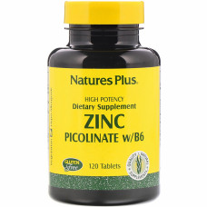 Вітамін Natures Plus Цинк Пиколинат з вітаміном B-6, 120 таблеток (NAP-03625)
