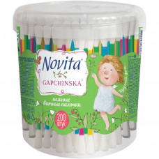 Ватні палички Novita Gapchinska в круглій банці 200 шт. (4820096970973)