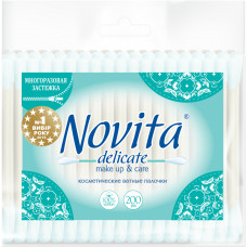 Ватні палички Novita Delicate в поліетиленовому пакеті 200 шт. (4823071615913)