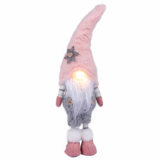 Новорічна фігурка Novogod`ko Гном в рожевому колпаку, 45 см, LED ніс (974632)