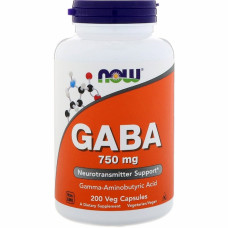 Амінокислота Now Foods GABA (Гамма-аміномасляна кислота) 750мг, 200 капсул (NOW-00129)