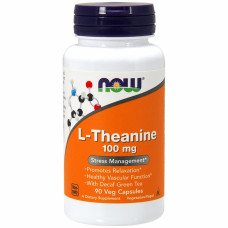 Амінокислота Now Foods L-теанін, L-Theanine, 100 мг, 90 вегетаріанських капсул (NOW-00145)