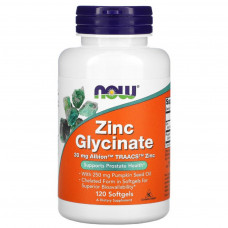 Вітамінно-мінеральний комплекс Now Foods Гліцинат цинку, Zinc Glycinate, 120 гелевих капсул (NOW-01554)