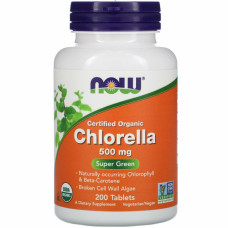 Трави Now Foods Органічна Хлорелла, Chlorella, 500мг, 200 Таблеток (NOW-02631)