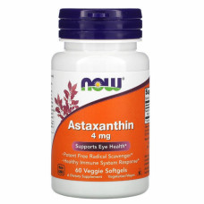 Антиоксидант Now Foods Астаксантин, Astaxanthin, 4 мг, 60 желатинових капсул (NOW-03251)