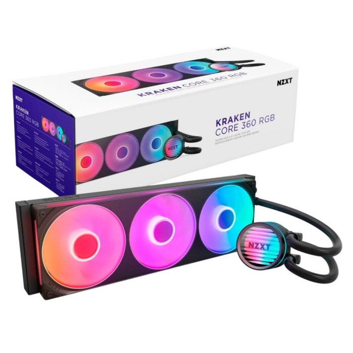 Система рідинного охолодження NZXT Kraken Core 360 Black with RGB fans Single Fra (RL-KR36C-B1)