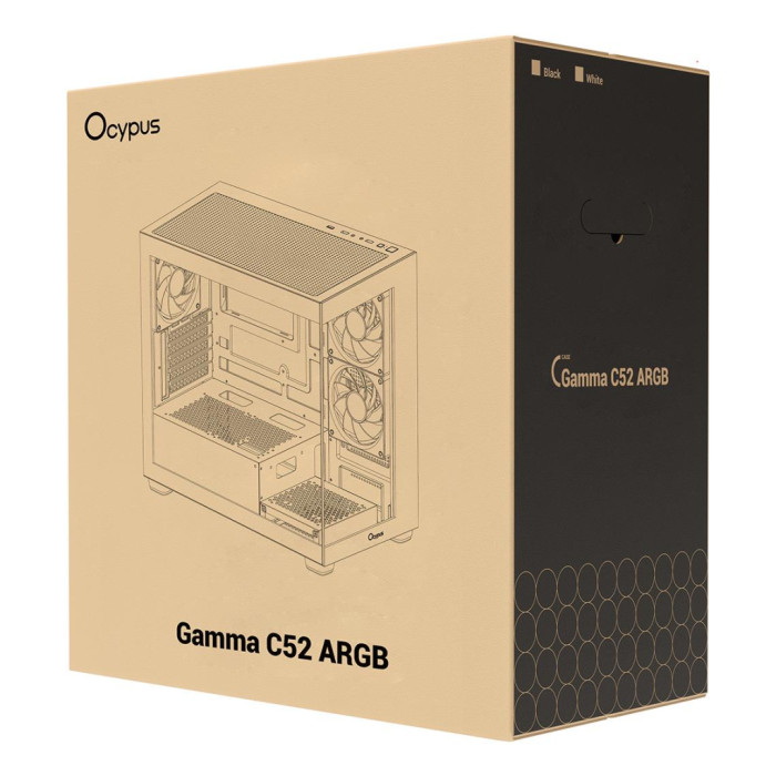 Корпус для ПК OCYPUS GAMMA C52 BK ARGB (GAMMA-C52-BKD300XX-GL)