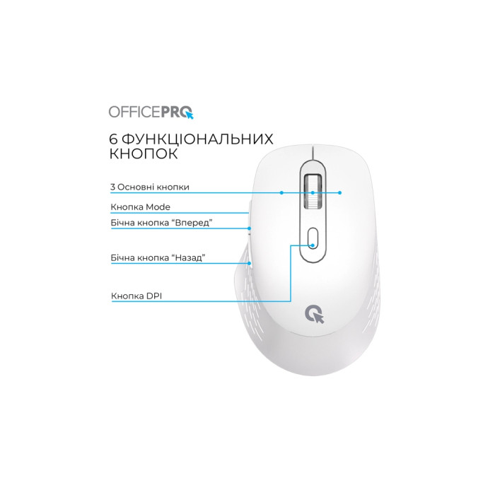 Мишка OfficePro M265W Wireless/Bluetooth Silent Click White (M265W)