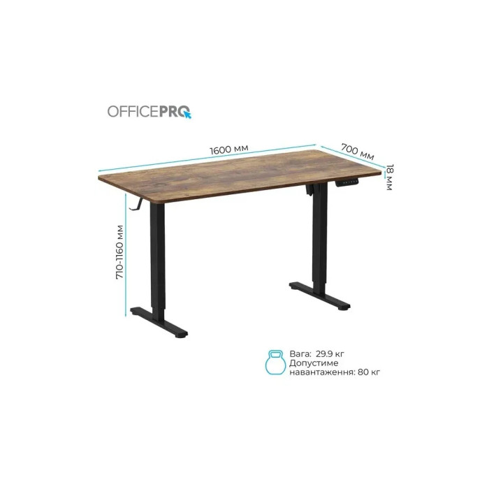 Комп'ютерний стіл OfficePro ODE1670DW Dark Wood/Black (ODE1670DW)