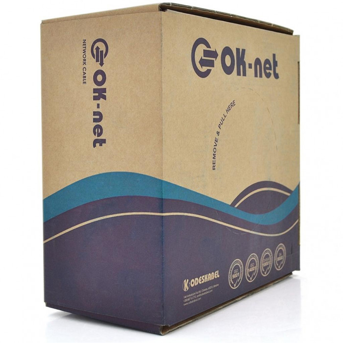 Кабель мережевий OK-Net U/UTP-cat.5Е 100м (КПВ-ВП (350) 4*2*0,51 / 100)
