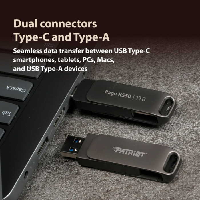 USB флеш накопичувач Patriot 64GB Rage R550 Matte Black USB/Type-C 3.2 (PE64GR550DSAD)