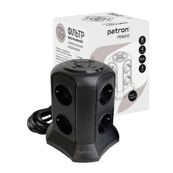 Мережевий фільтр живлення Patron SP-1683-USBT (EXT-PN-SP-1683-USBT)