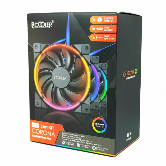 Кулер до корпусу PcСooler CORONA FRGB (3 in 1)