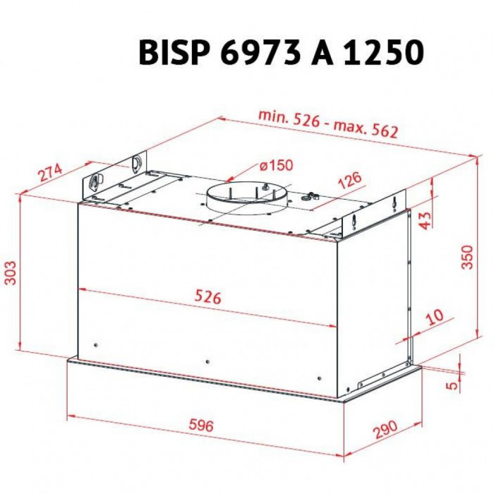 Витяжка кухонна Perfelli BISP 6973 A 1250 BL LED Strip
