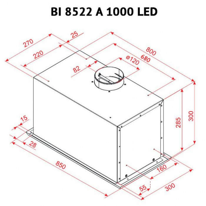 Витяжка кухонна Perfelli BI 8522 A 1000 I LED
