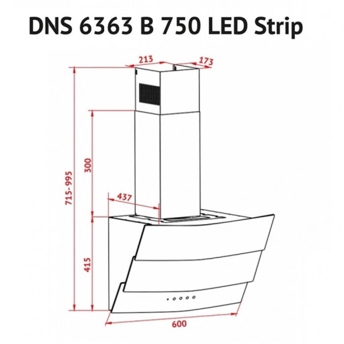 Витяжка кухонна Perfelli DNS 6363 B 750 BL LED Strip